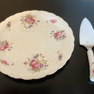 Cake Dessert Plate COALPORT SHREWSBURY VTG 10 3/8" Matching Knife Scalloped Rim